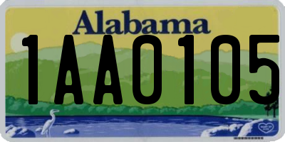 AL license plate 1AA0105