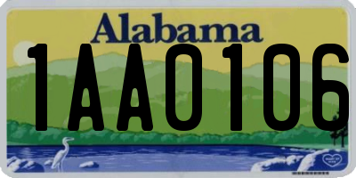 AL license plate 1AA0106