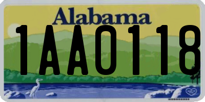 AL license plate 1AA0118