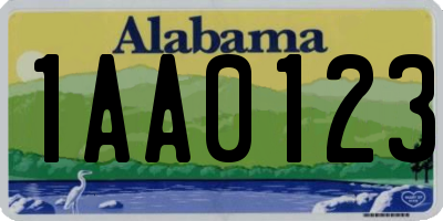 AL license plate 1AA0123