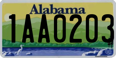 AL license plate 1AA0203