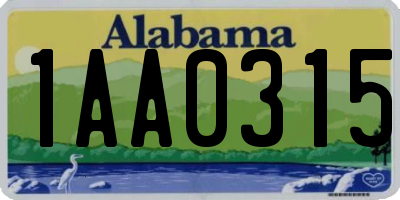 AL license plate 1AA0315