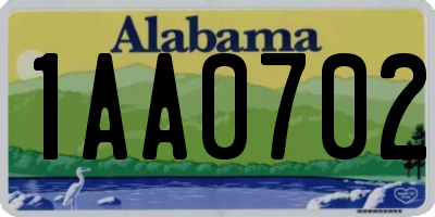 AL license plate 1AA0702
