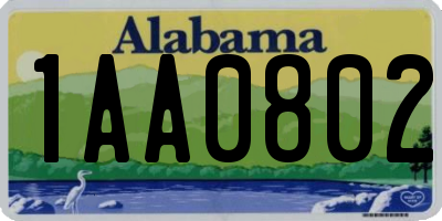 AL license plate 1AA0802