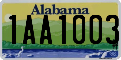 AL license plate 1AA1003