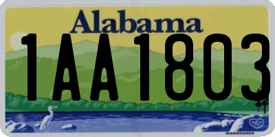 AL license plate 1AA1803