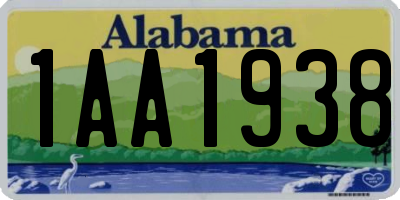AL license plate 1AA1938