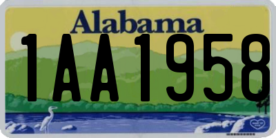 AL license plate 1AA1958