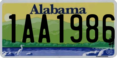 AL license plate 1AA1986