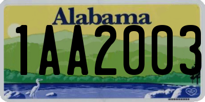 AL license plate 1AA2003