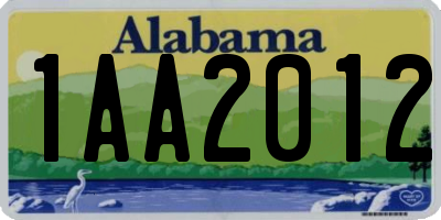 AL license plate 1AA2012