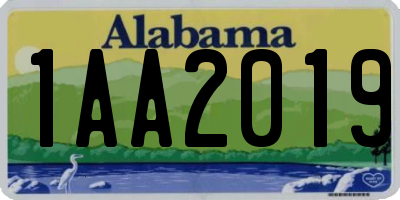 AL license plate 1AA2019