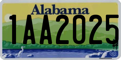 AL license plate 1AA2025