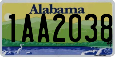 AL license plate 1AA2038