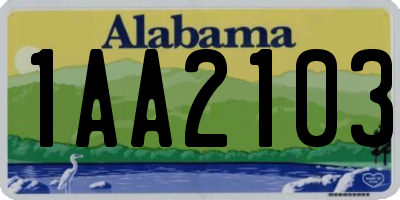 AL license plate 1AA2103