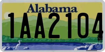 AL license plate 1AA2104