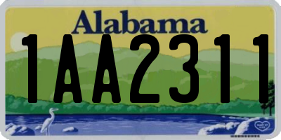 AL license plate 1AA2311