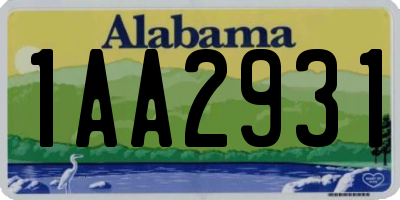 AL license plate 1AA2931