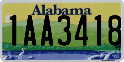 AL license plate 1AA3418