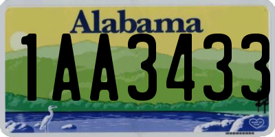 AL license plate 1AA3433