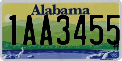 AL license plate 1AA3455