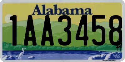 AL license plate 1AA3458