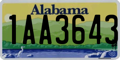 AL license plate 1AA3643