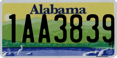 AL license plate 1AA3839