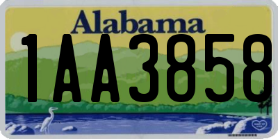 AL license plate 1AA3858