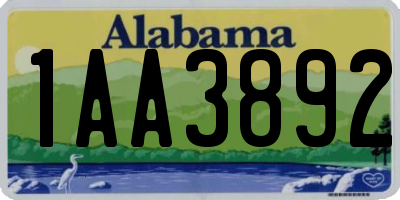 AL license plate 1AA3892