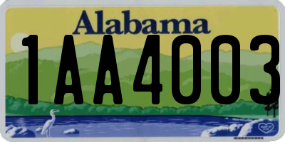 AL license plate 1AA4003