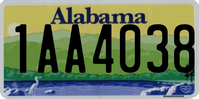 AL license plate 1AA4038