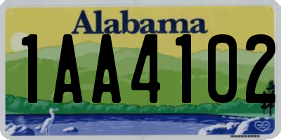 AL license plate 1AA4102
