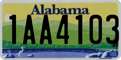 AL license plate 1AA4103