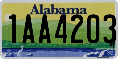 AL license plate 1AA4203