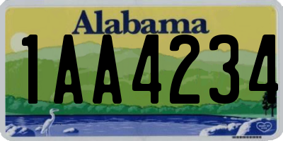 AL license plate 1AA4234