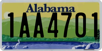 AL license plate 1AA4701