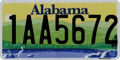 AL license plate 1AA5672