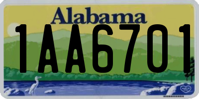 AL license plate 1AA6701