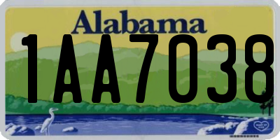 AL license plate 1AA7038