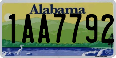 AL license plate 1AA7792