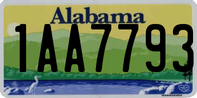 AL license plate 1AA7793