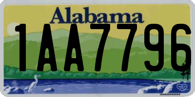 AL license plate 1AA7796