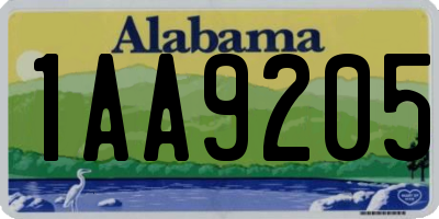 AL license plate 1AA9205