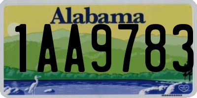 AL license plate 1AA9783
