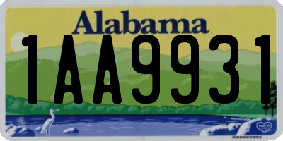 AL license plate 1AA9931