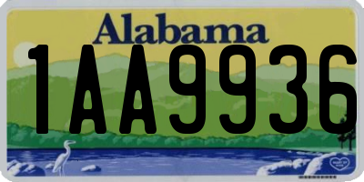 AL license plate 1AA9936