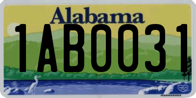 AL license plate 1AB0031