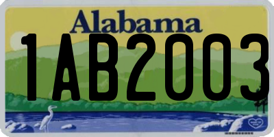 AL license plate 1AB2003