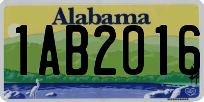 AL license plate 1AB2016